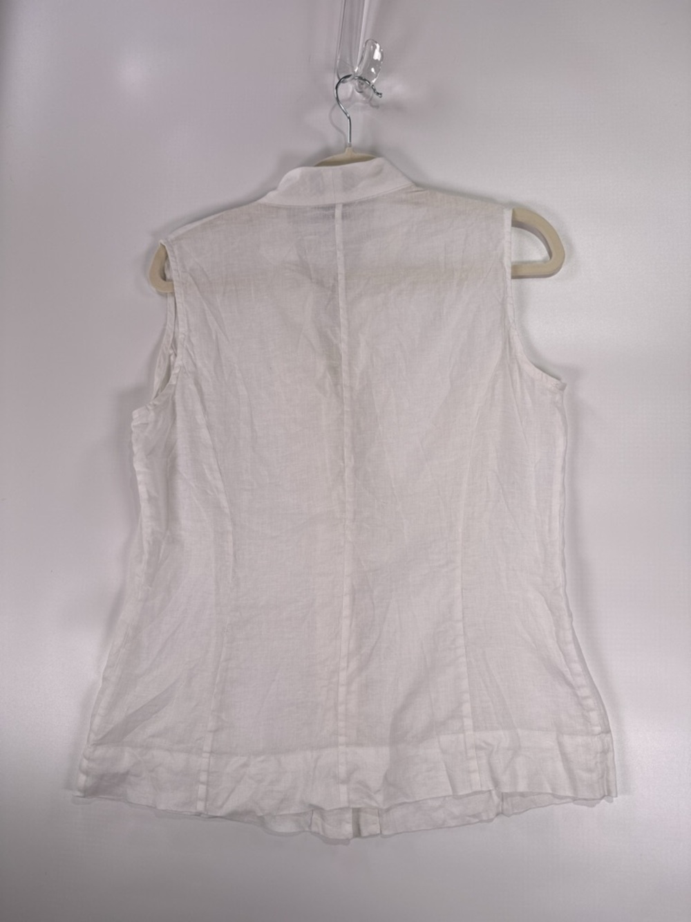 346 Brooks Brothers Sleeveless Button Down V-Neck Linen White Size 8 - Picture 3 of 7